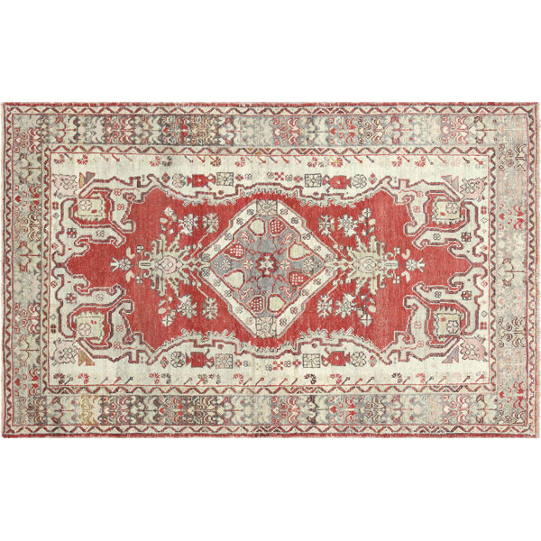 Nalbandian OneofaKind 4'5" X 7' 1960s Area Rug in Red/Cream/Gray